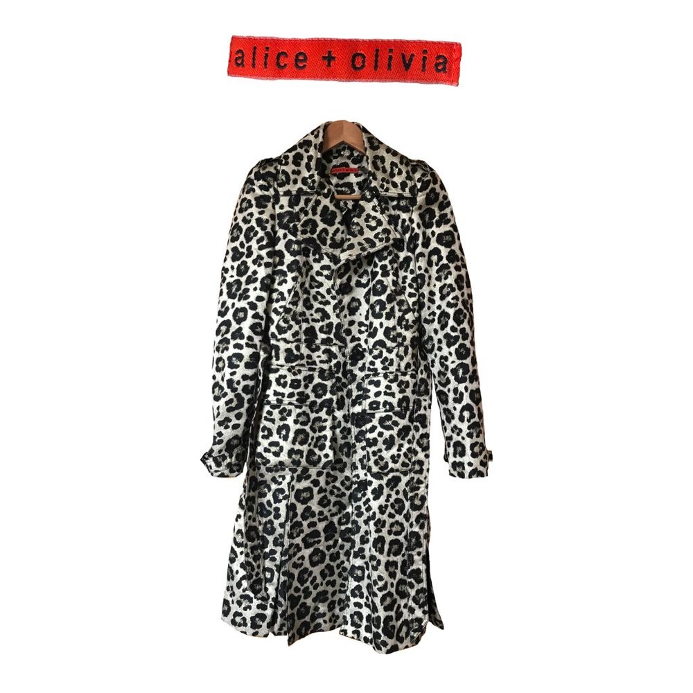 Alice + Olivia Charla Leopard-Print Belted Trench Coat S/P